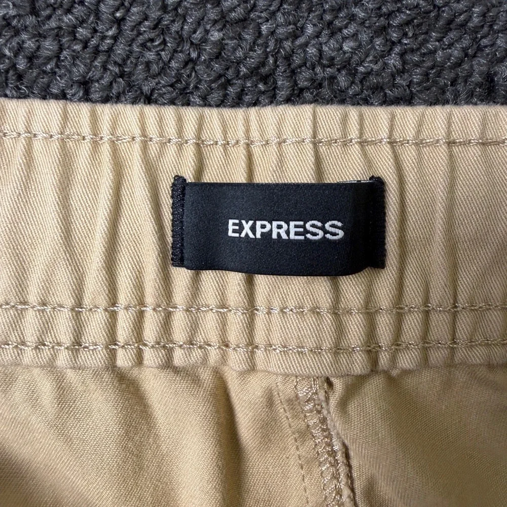 Express Pants Mens XS Jogger Utility Tan Khaki Elastic Waist EUC 003043679